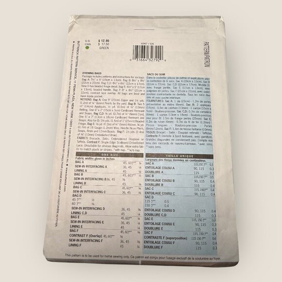 Vintage Butterick Sewing Pattern 6907 Purses Evening Bags - Picture 2 of 2